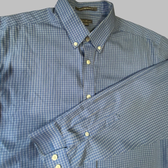 Eddie Bauer Mens Blue Cotton Lightweight Wrinkle Free Relaxed Fit Shirt- Sz-L - Picture 1 of 15